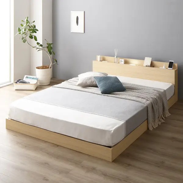 RASIKのLED照明&棚付きローベッド 『ファミーテ』