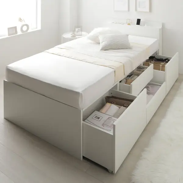 RASIKの引き出し4杯大容量ベッド 宮付きタイプ『スレクティア』