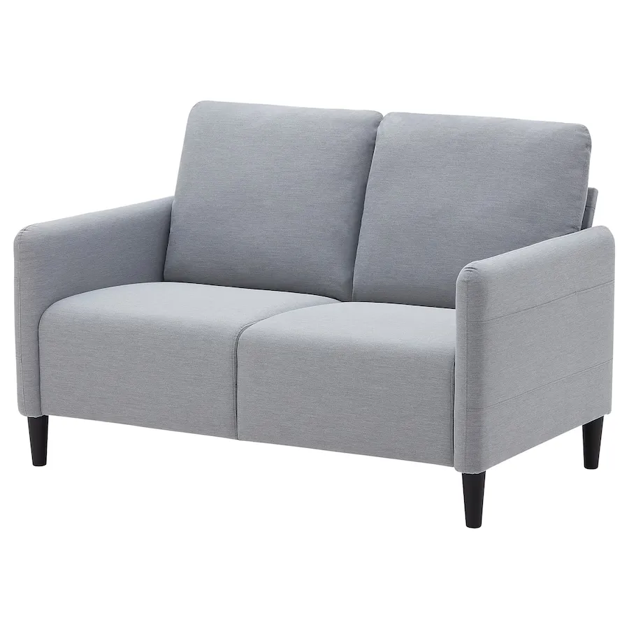 IKEAの2人掛けファブリックソファ（グレー）