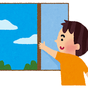 窓を開ける人の画像